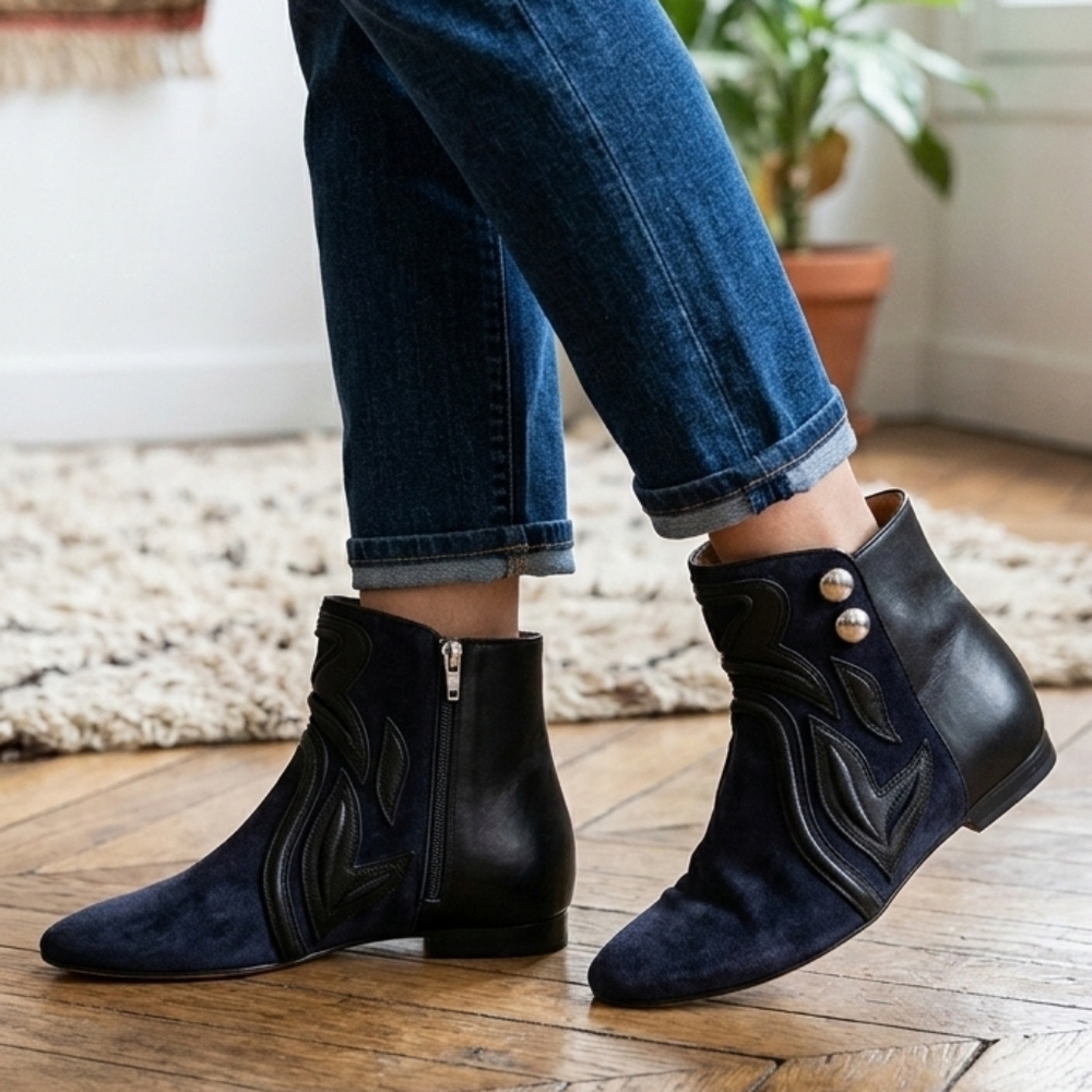 NIB Isabel Marant Black and Navy Ankle Boots 36